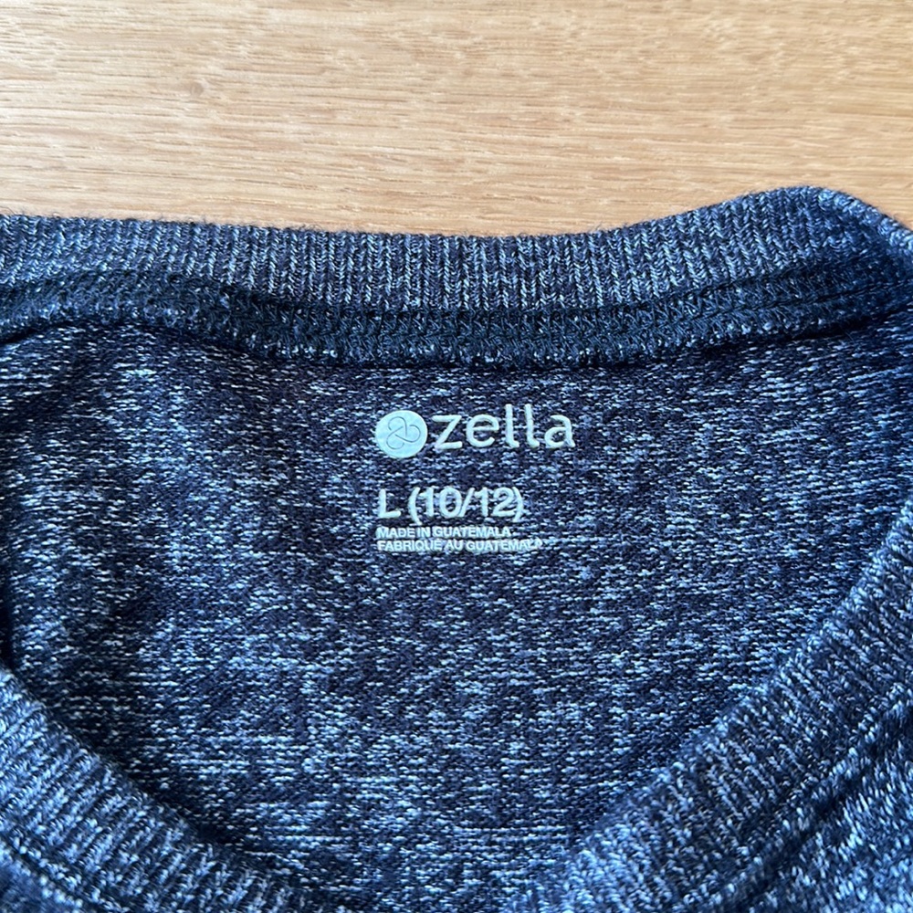 Zelle Girls Heathered Black & White Cropped Sweater with Ruched Sleeves.10-12 - Picture 3 of 4
